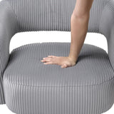 Modern Luxurious Swivel Accent Chair Dark Gray Soft Corduroy Upholstery Plush Seating Solid Wood B011P256231