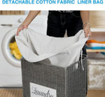 ZUN Laundry Hamper with Lid Laundry Basket with Handles Liner Bag Paper Woven Hampers for Laundry 46613192