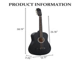 Matte Black 38-inch Round Acoustic Guitar with Picks, Strings, Capo, Case, Tuner, and Strap 86154448