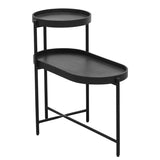 2-Tier Black Side Table with Storage Sofa Table for Living Room Metal Frame & Wooden Desk End Table 10905612