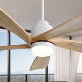 ZUN 52 Inch Indoor Ceiling Fan With Dimmable LED Light 5 Solid Wood Blades Remote Control Reversible DC W882P146360