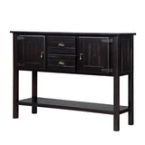 48'' Solid Wood Sideboard Console Table with 2 Drawers and Cabinets and Bottom Shelf, Retro Style W1202P263636