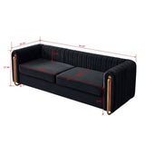Contemporary Velvet Sofa Couch 84.25''W for Living Room, Black W57946163
