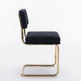 ZUN Furniture,Modern Dining Chairs Corduroy Fabric,Gold Metal Base, Accent Armless Kitchen Chairs 03193640