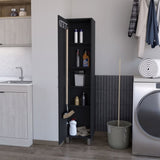 Lawen Tall Storage Cabinet, Single Door, 3 Broom Hangers B128P203050