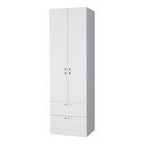 White 2-Door 2-Drawer Wardrobe B062P205246