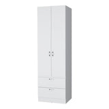 White 2-Door 2-Drawer Wardrobe B062P205246
