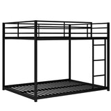 Full over Full Metal Bunk Bed, Low Bunk Bed with Ladder, Black 71718681