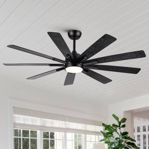 ZUN Mordern Farmhouse 62 In Black Ceiling Fan with Smart App and Remote Control W1367141498