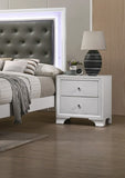 1pc Modern Glam Style Crisp White Finish Two Drawer Nightstand Embossed Crocodile Pattern B01181033