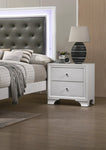 ZUN 1pc Modern Glam Style Crisp White Finish Two Drawer Nightstand Embossed Crocodile Pattern B01181033