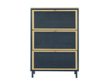 3 Metal Door Shoe Rack, Freestanding Modern Shoe Storage Cabinet, Metal rattan, for Entryway W68849315