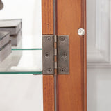 2 Doors Curio Cabinet with Tempered Glass Doors, Curio Cabinets with Mirrored Back Panel and W2275P177197