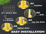 Safety Bollard Post, 42 Inch Height Steel Bollards, 3.5 Inch Diameter Parking Bollard, Yellow Powder 18768911