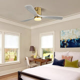 ZUN 52 Inch Decorative LED Ceiling Fan With Dimmable LED Light 6 Speed Remote 3 Solid Wood Blades W934102584