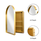 ZUN 24x36 Inch Arched Recessed Medicine Cabinet, Metal Framed Bathroom Wall Cabinet with Mirror and W1435P182923