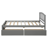 Twin Platform Storage Bed Wood Bed Frame with Two Drawers and Headboard, Gray WF194279AAE