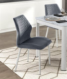 Modern Dining Side Chairs Set of 2, Dark Gray Velvet Upholstered White Metal Legs Furniture B011P284952