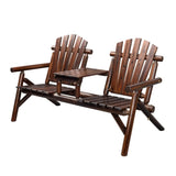 ZUN Outdoor Bench Adirondack Bench with Built-in Table,Wood Bench Garden Bench Outdoors Porch Bench 65416184