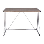 ZUN Weathered Oak and Chrome Writing Desk with USB Ports B062P184542