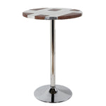 ZUN Retro Brown and Aluminum Pedestal Bar Table B062P189152