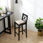 ZUN Bar Chair Counter Height Stool with Backrest, Padded Seat & Footrest, Wood Kitchen Island Chair, W2582P170703