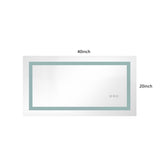 ZUN 40x20 Inch LED Bathroom Mirror with Frontlit and Backlit, Wall Mounted Vanity Mirror with Smart 82333562