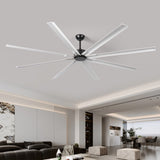 96" Ceiling Fan with Light and Remote Control, 6-Speed Noiseless Reversible DC Motor, 8 Durable W2878P254297