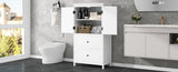 ZUN Bathroom Storage Cabinet, Cabinet with Two Doors and Drawers, Adjustable Shelf, MDF Board, White N725P188460K