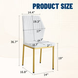 Luxury Simple Chair - Set of 4 White PU Material High Resilience Dining Chair with Metal Gold W1151P282689