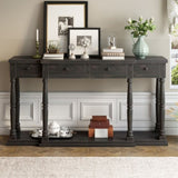 U_STYLE Retro Senior Console Table for Hallway Living Room Bedroom with 4 Front Facing Storage WF312987AAB