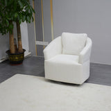 Modern 360 Degree Swivel Sofa Chair, Round Armchairs with High Backrest and Upholstered, Beige W1183P254690