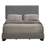 Light Grey Queen Panel Bed with Nailhead Trim B062P181284