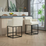 ZUN House Hold Counter Height Bar Stools Set of 2, Modern Square Bar Stool with Back, Black Metal W1588P191210