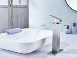 Waterfall Spout Bathroom Sink Single Handle Faucet with Pop-Up Drain 92370252