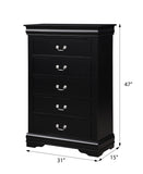 ZUN Black 5-Drawer Chest with Metal Handle B062P209037