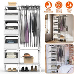 ZUN Portable Closet Wardrobe Clothes Storage Cabinet Organizer Garment Hanging Rack Shelves 92387873