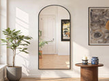 59"x16" Arched Full Length Mirror Freestanding Full Body Floor Mirror, Black 01099896