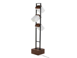 Bento 67.5" Contemporary Metal Floor Lamp in Black Metal and Walnut Wood with White Shade B202P224134