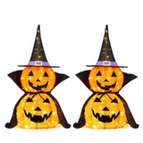 2Packs 3FT Halloween Collapsible Lighted Pumpkin Decoration, 176 LED Pop-Up Pumpkin Lamp with Cape, 89496807