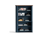 72 inch high 5-shelf Bookcase, No Assembly Required, Blue Denim and Whiskey Finish B108P160180