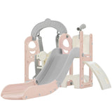 ZUN Toddler Slide and Swing Set 5 in 1, Kids Playground Climber Slide Playset with Telescope, PP321359AAH