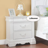 White 3-Drawer Nightstand with Hidden Top Drawer B062P209007