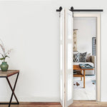 ZUN 40" Bi-Folding Sliding Barn Door Hardware Kit for 2 Doors,Smoothly&Quietly,Black Track J Shape 89494323