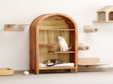 4-Tier Arched Top Freestanding Shelf, Asymmetrical Open Storage Cabinet , Wood Display Shelf for W3123P485377