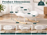 25.59"W x 33.66"D x 29.53"H Indoor Plush Rocking Chair, Soft Fluffy Lounge Rocker with White Metal 44896069