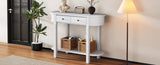 TREXM Elegant Retro Console Table with Curved Design Smooth Glaze for Entryways, Living Rooms N715P230796K