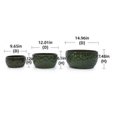 3 Pieces Ceramic Flowerpot, Modern Planter for Patio, Garden or Windowsills - Antique Green W3273P321525