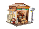3d wooden puzzle for adults Sakura & Wisteria Alley Mart book nook with lights model kit dollhouse 02809173