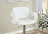 Classic Armrest Tufted White Faux Leather Upholstered Faux Leather Barstool / Chair Adjustable HS00F1562-ID-AHD
